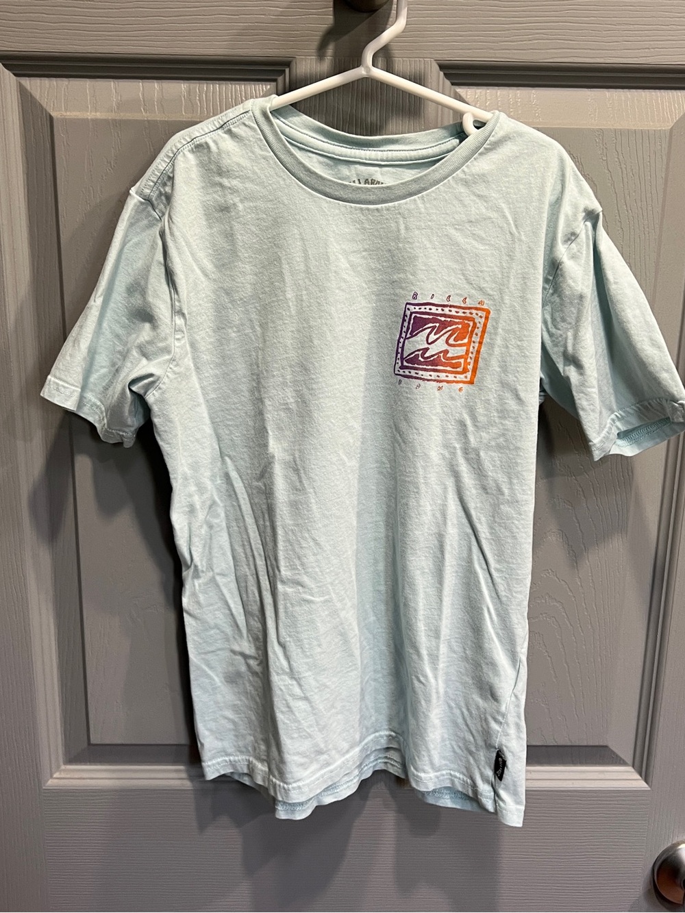 Billabong Light Blue Short Sleeve Tee with Multicolor Logo